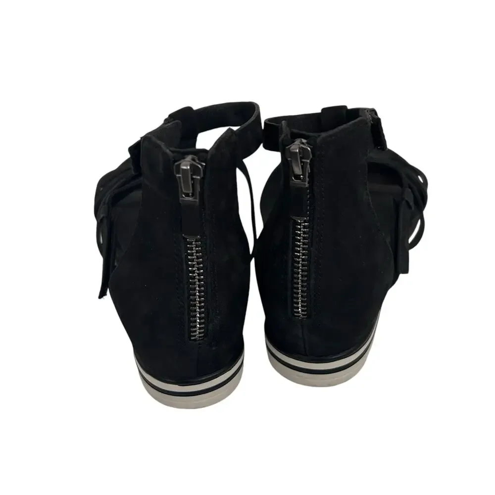 Eileen Fisher Black Sola Tumbled Nubuck Sandals Sz 7